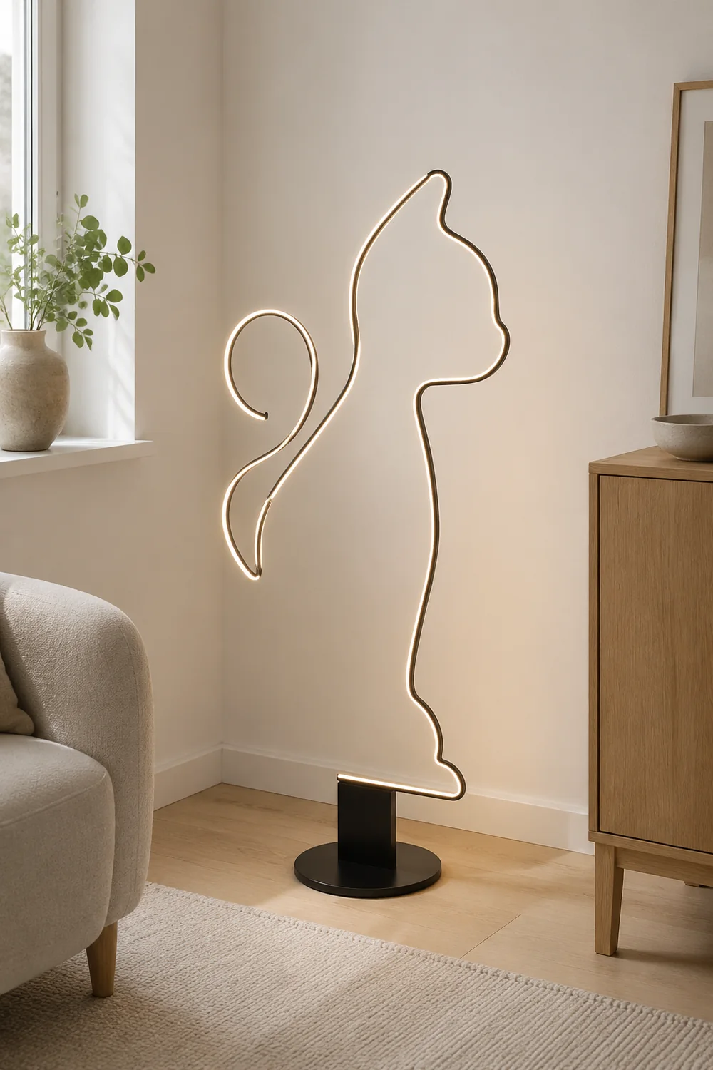 Edge Modern Cat/Dog  Linear Metal Acrylic Floor Lamp - Lumpaz