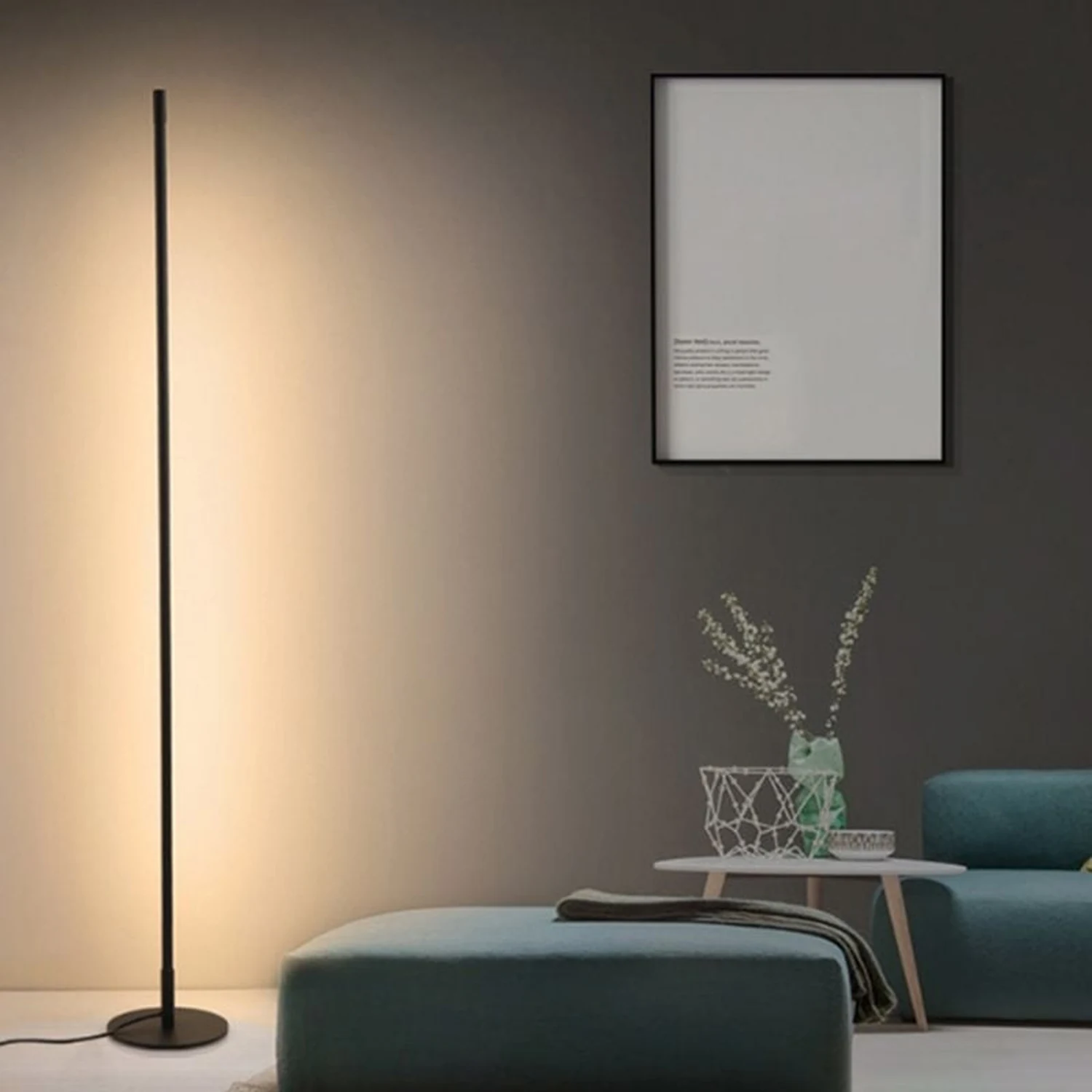 Edge Modern Minimalist Linear Floor Lamp, Metal/Silica Gel, Living Room - Lumpaz