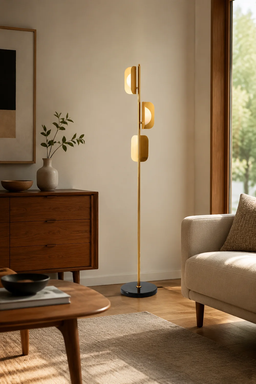 Salgado Simple Gold Floor Lamp, Metal, Living room - Lumpaz