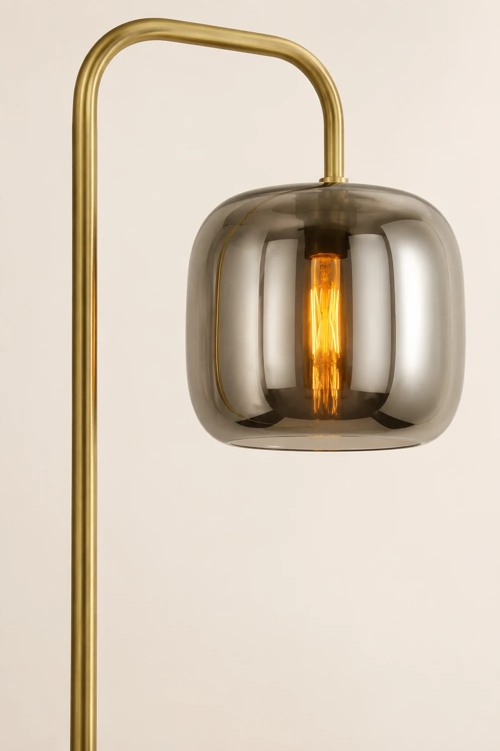 Hailie Minimalist Modern Arc Smoky Gray Metal/Glass Floor Lamp - Lumpaz