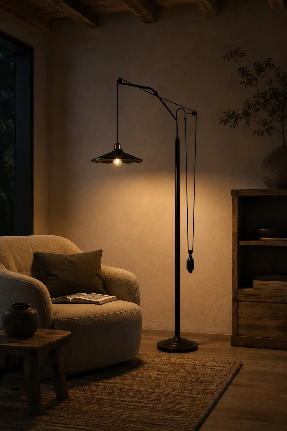 Alessio Modern Flared Shade Metal Floor Lamp, Black - Lumpaz