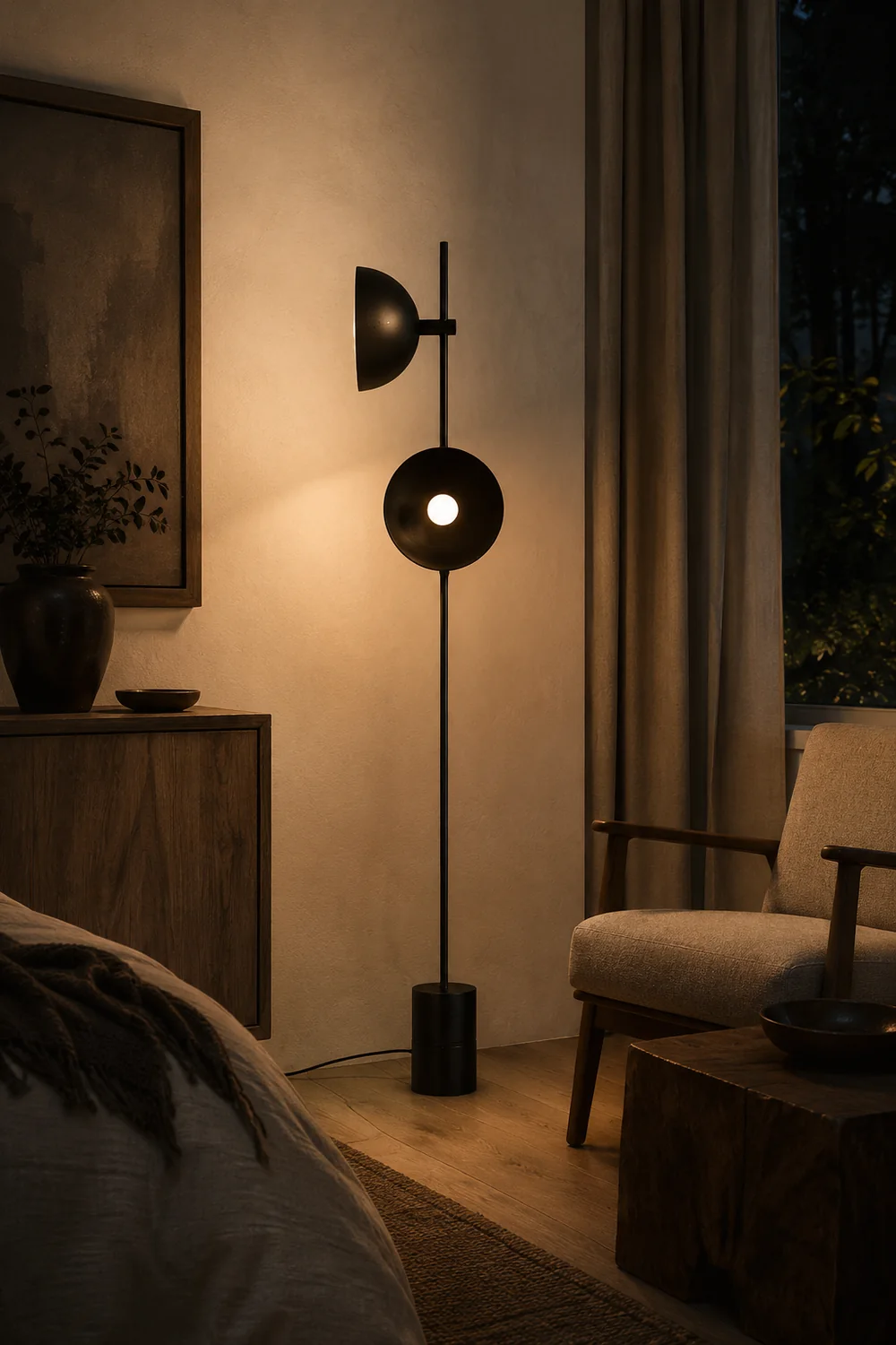 Salgado Modern Dome 2 lights Metal Floor Lamp,Black - Lumpaz