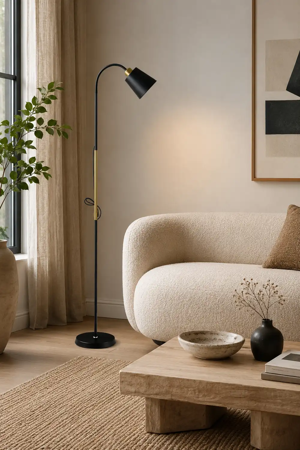 Morandi Modern Simple Floor Lamp, Metal, Black/White - Lumpaz