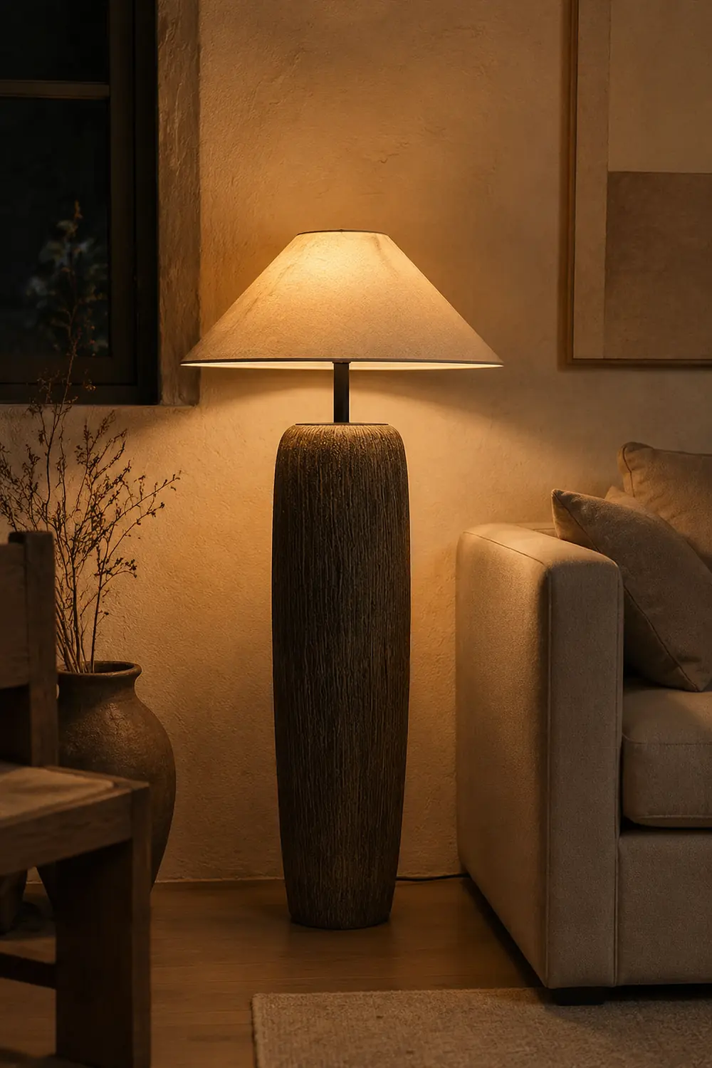 Salgado Retro Cone Ceramic Fabric Floor Lamp - Lumpaz