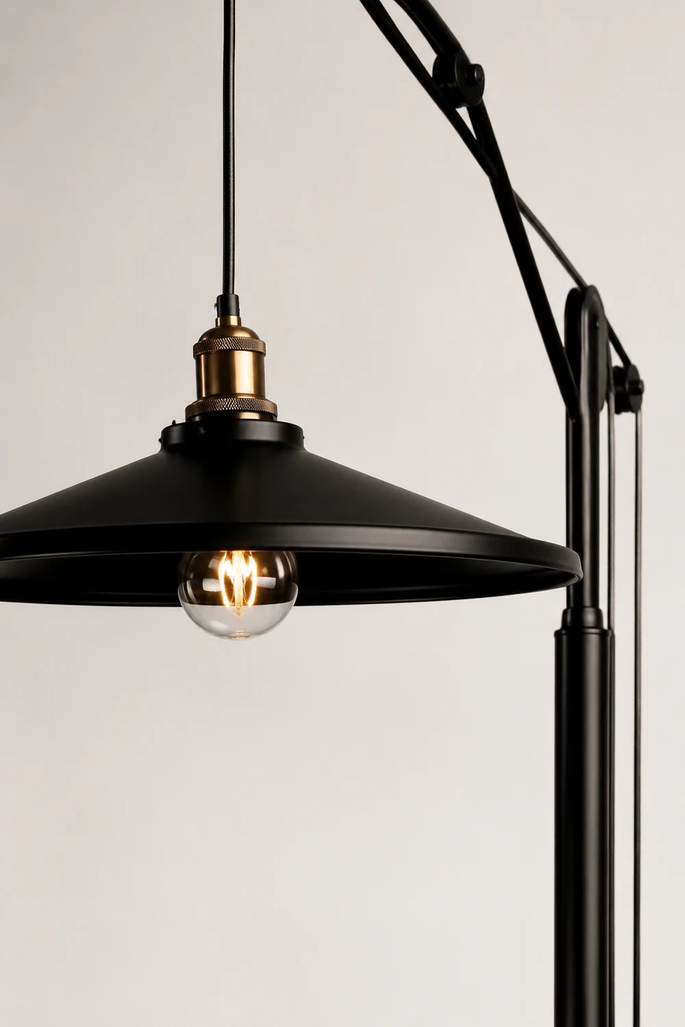 Alessio Modern Flared Shade Metal Floor Lamp, Black - Lumpaz