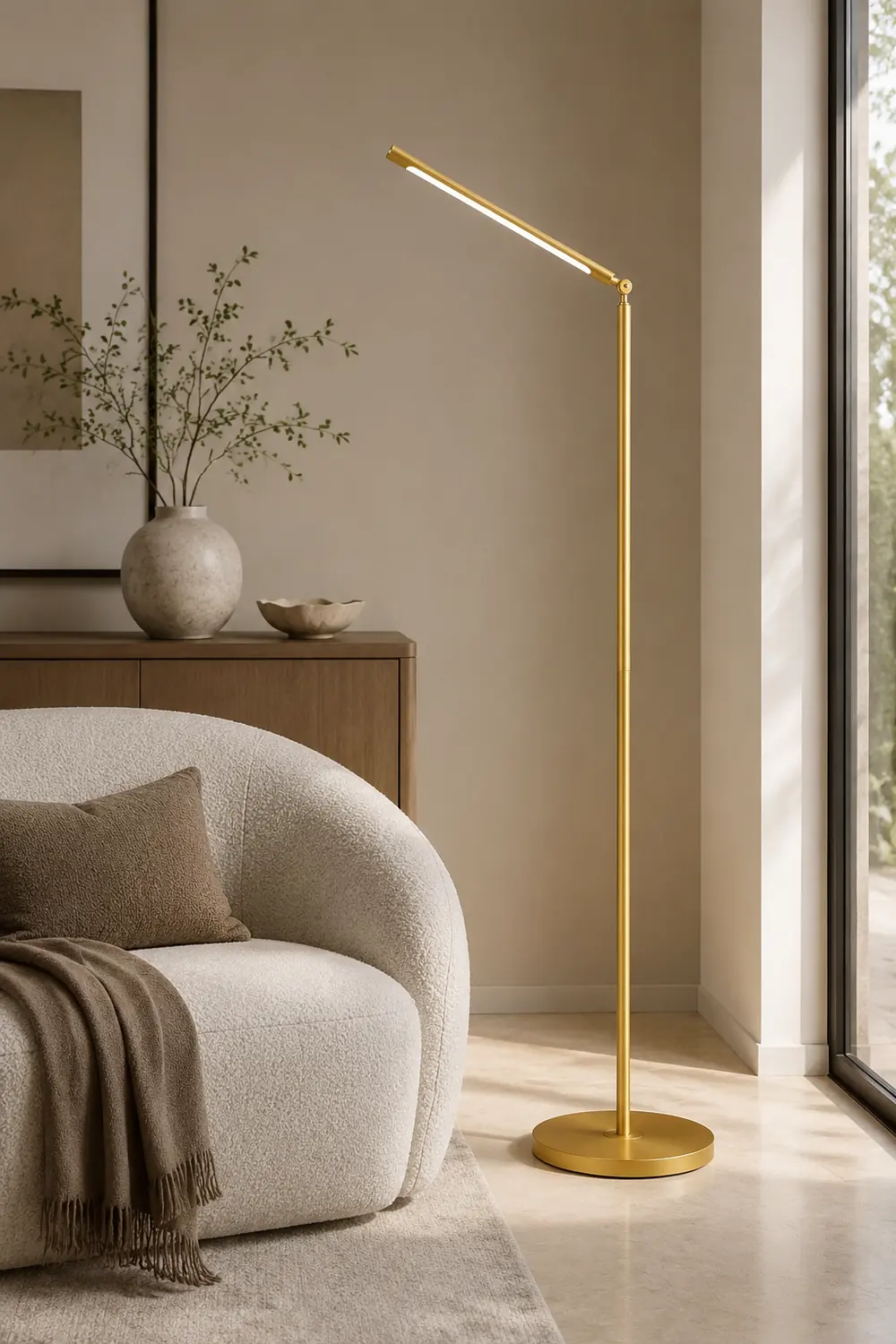 Edge Modern Linear Metal Acrylic Floor Lamp,Gold - Lumpaz