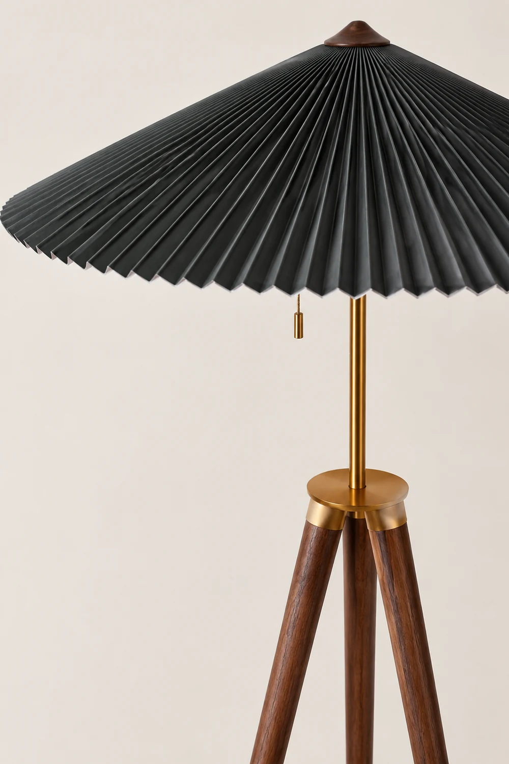 Ozawa Modern Pleated Tripod Wood Fabric Floor Lamp - Lumpaz