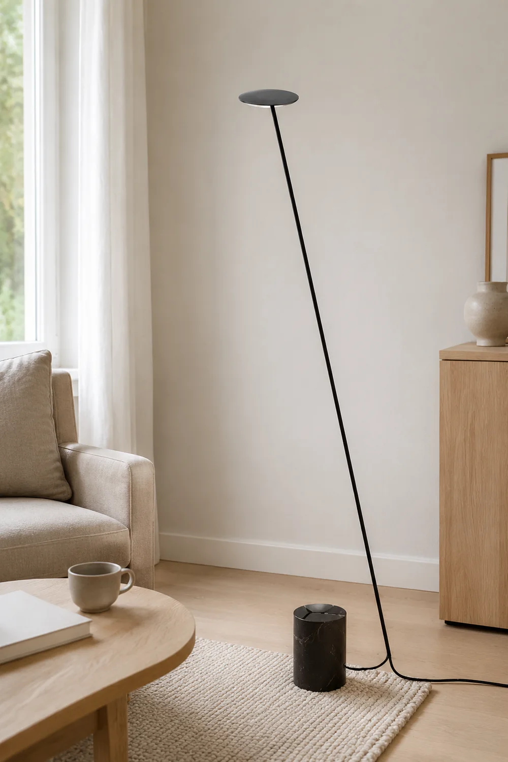 Valentina Nordic LED Floor Lamp, Black&White, Metal&Marble - Lumpaz