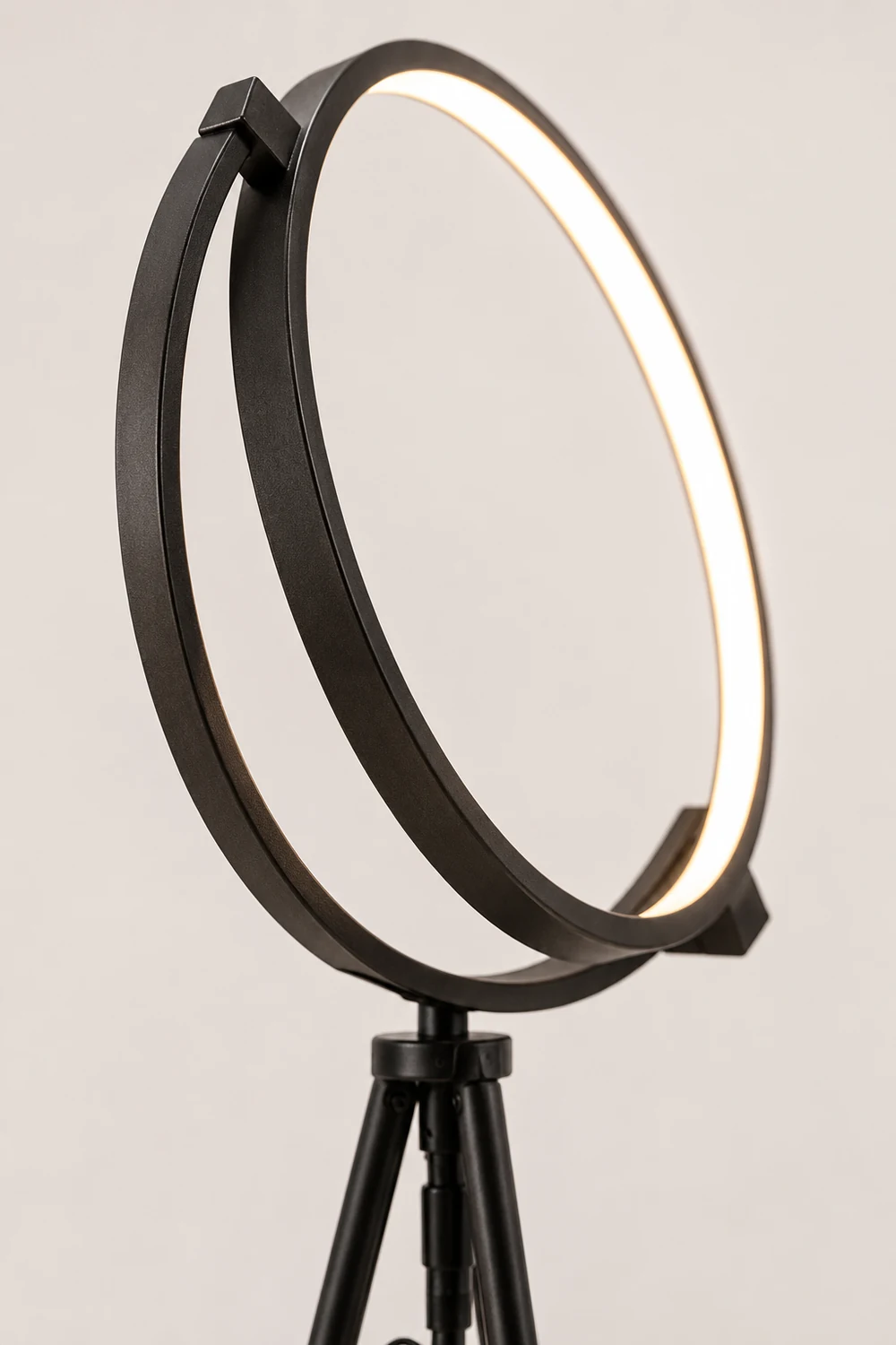 Salgado Modern Circle Tripod Metal Floor Lamp, Black/Gold - Lumpaz
