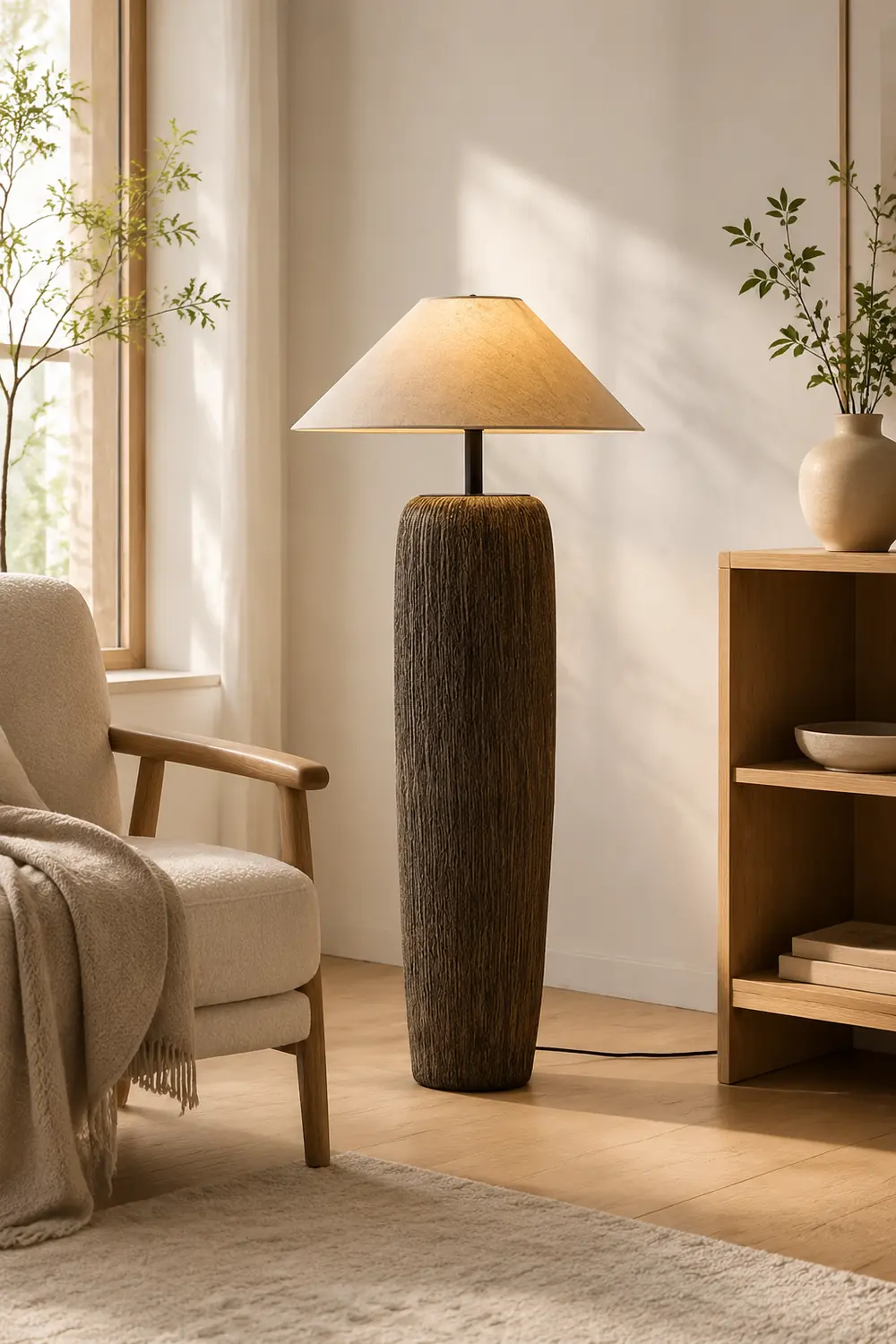 Salgado Retro Cone Ceramic Fabric Floor Lamp - Lumpaz