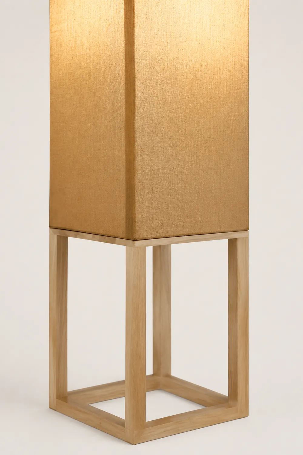 Ozawa Retro Rectangular Floor Lamp, Wood & Fabric, Bedroom - Lumpaz