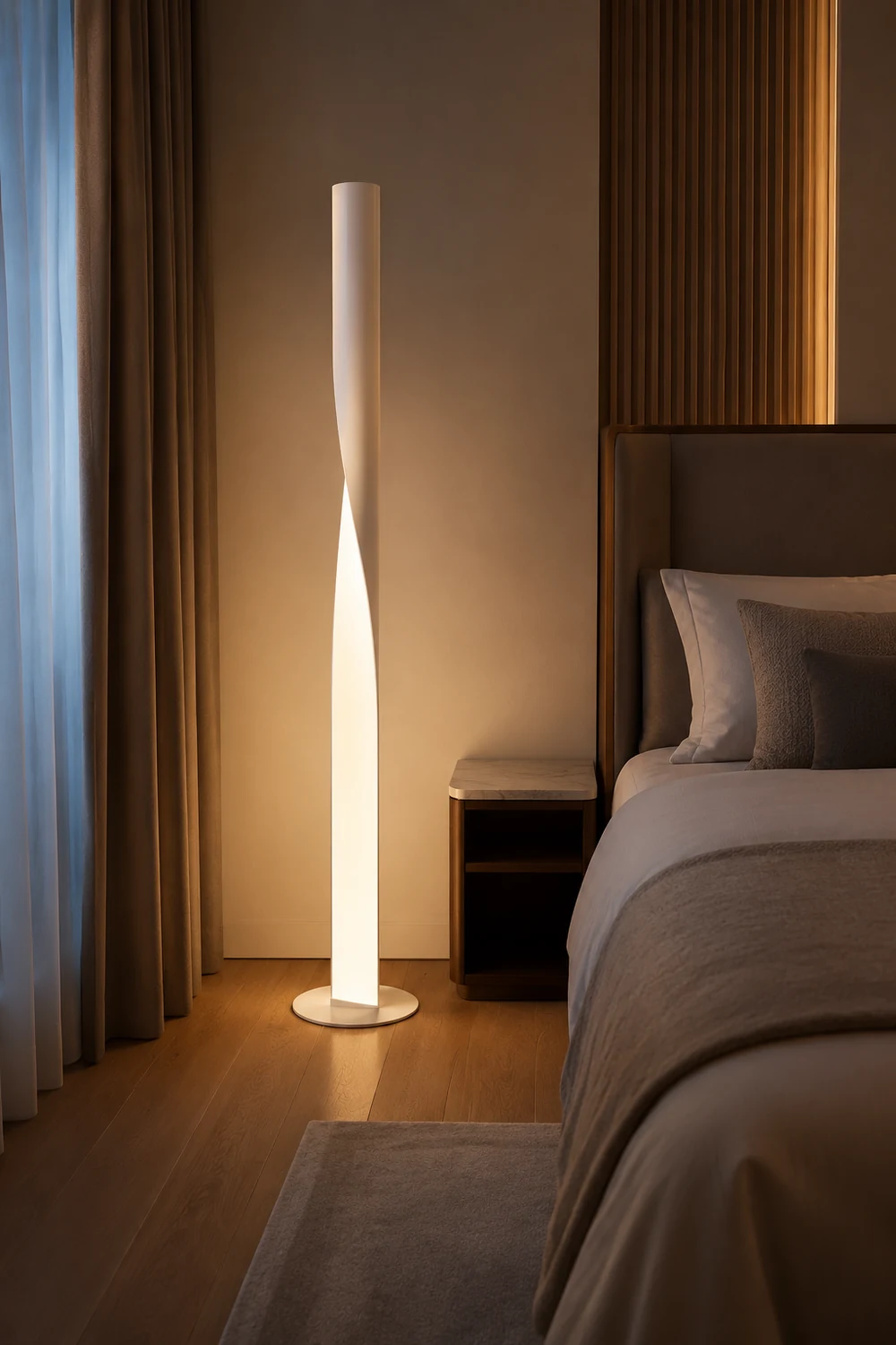 Edge Modern Minimalist Twisted Cylinder Metal Floor Lamp, White/Red/Gray/Gold - Lumpaz