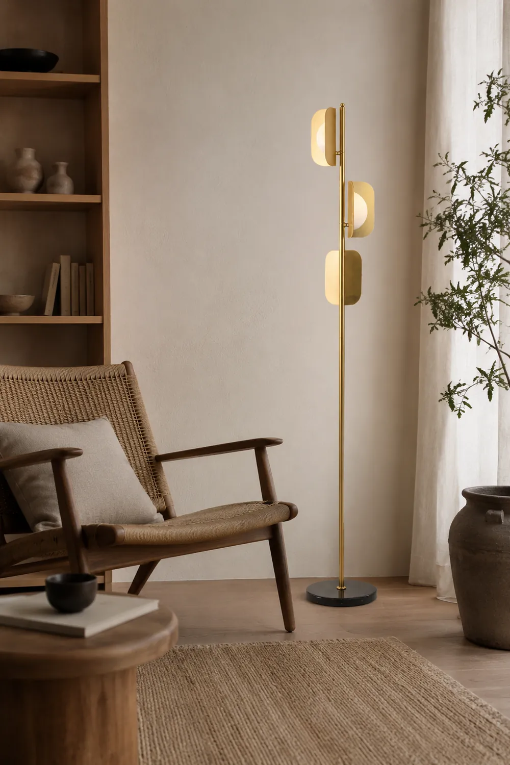Salgado Simple Gold Floor Lamp, Metal, Living room - Lumpaz