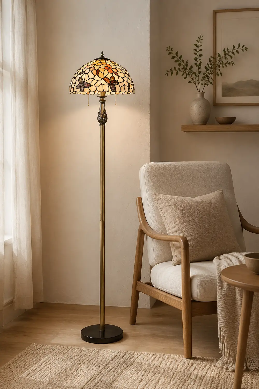 Alessio Vintage Butterfly Flower Metal Floor Lamp, Colorful - Lumpaz