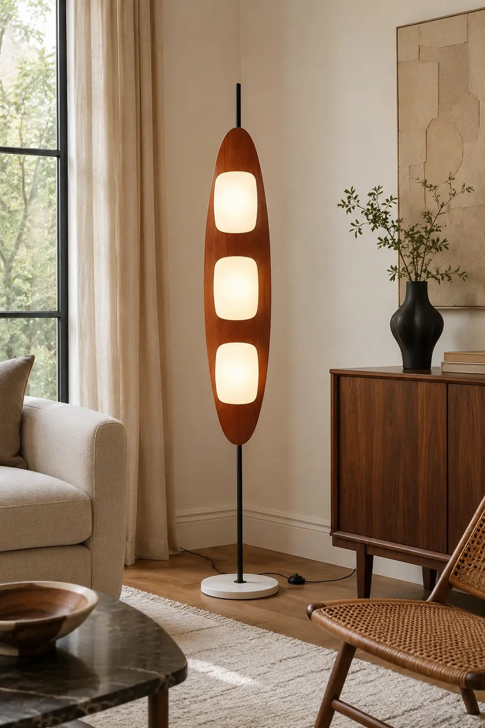 Salgado Leaf Shape Floor Lamp, Metal&Aryclic,Brown - Lumpaz