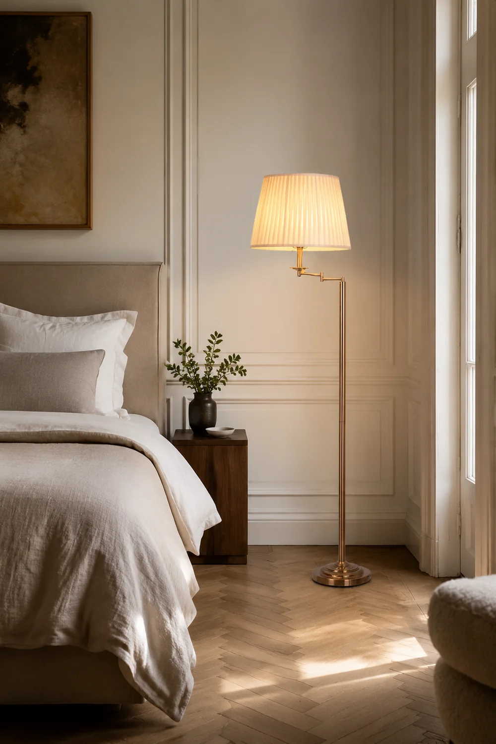 Eryn Modern Drum Cylinder Metal Fabric Floor Lamp,Brass - Lumpaz