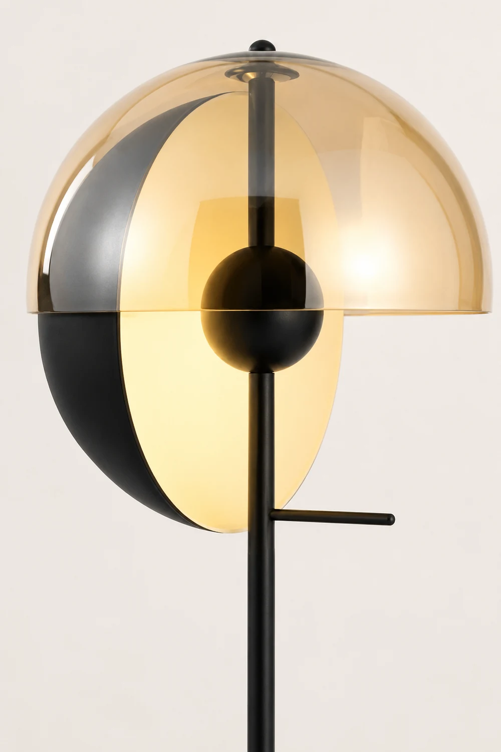 Salgado Modern Geometric Metal Glass Floor Lamp, Black/Amber - Lumpaz