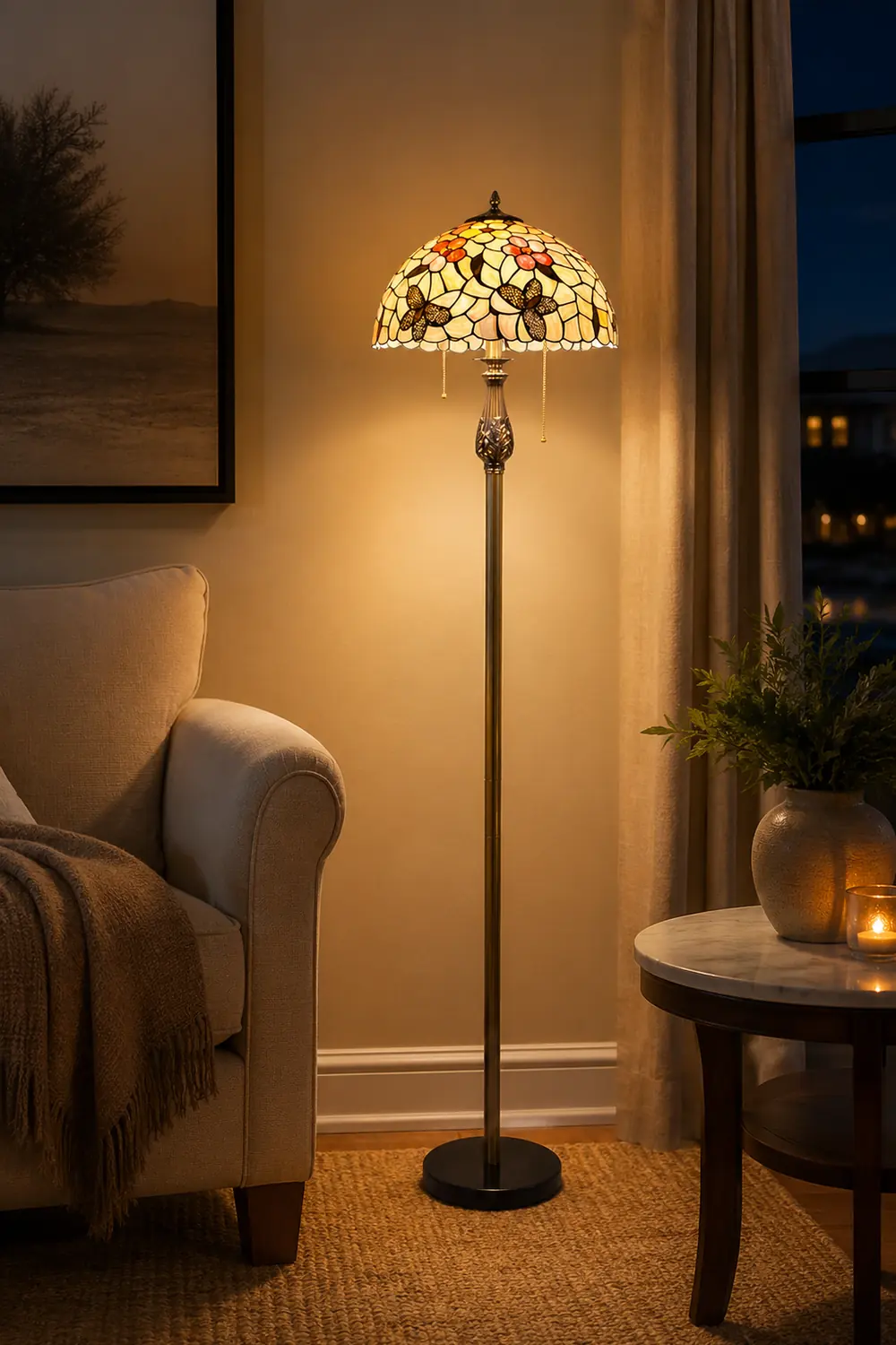 Alessio Vintage Butterfly Flower Metal Floor Lamp, Colorful - Lumpaz