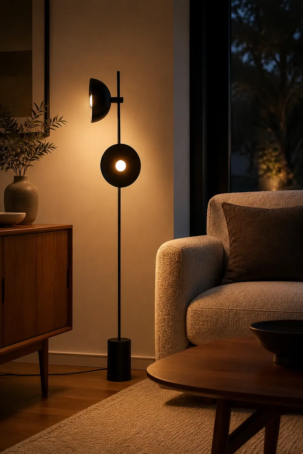 Salgado Modern Dome 2 lights Metal Floor Lamp,Black - Lumpaz