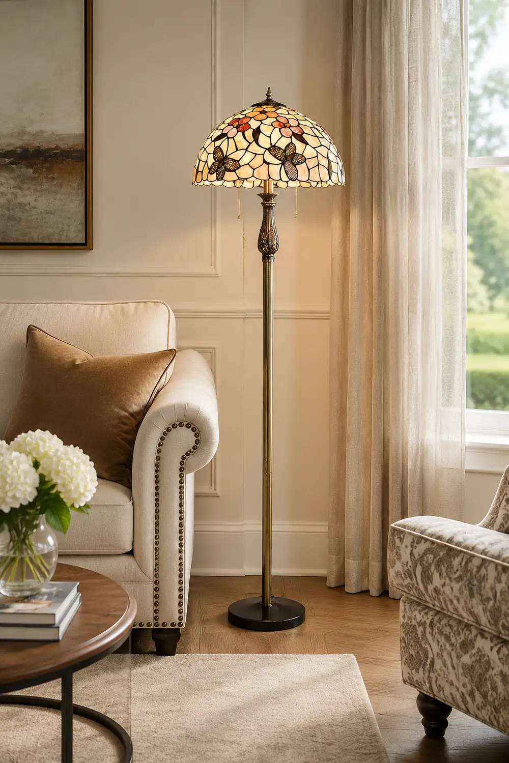 Alessio Vintage Butterfly Flower Metal Floor Lamp, Colorful - Lumpaz