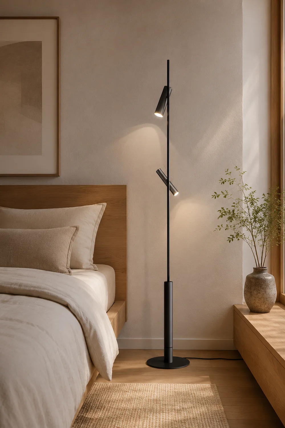 Freja Modern Linear double head Metal Silica Gel Floor Lamp - Lumpaz
