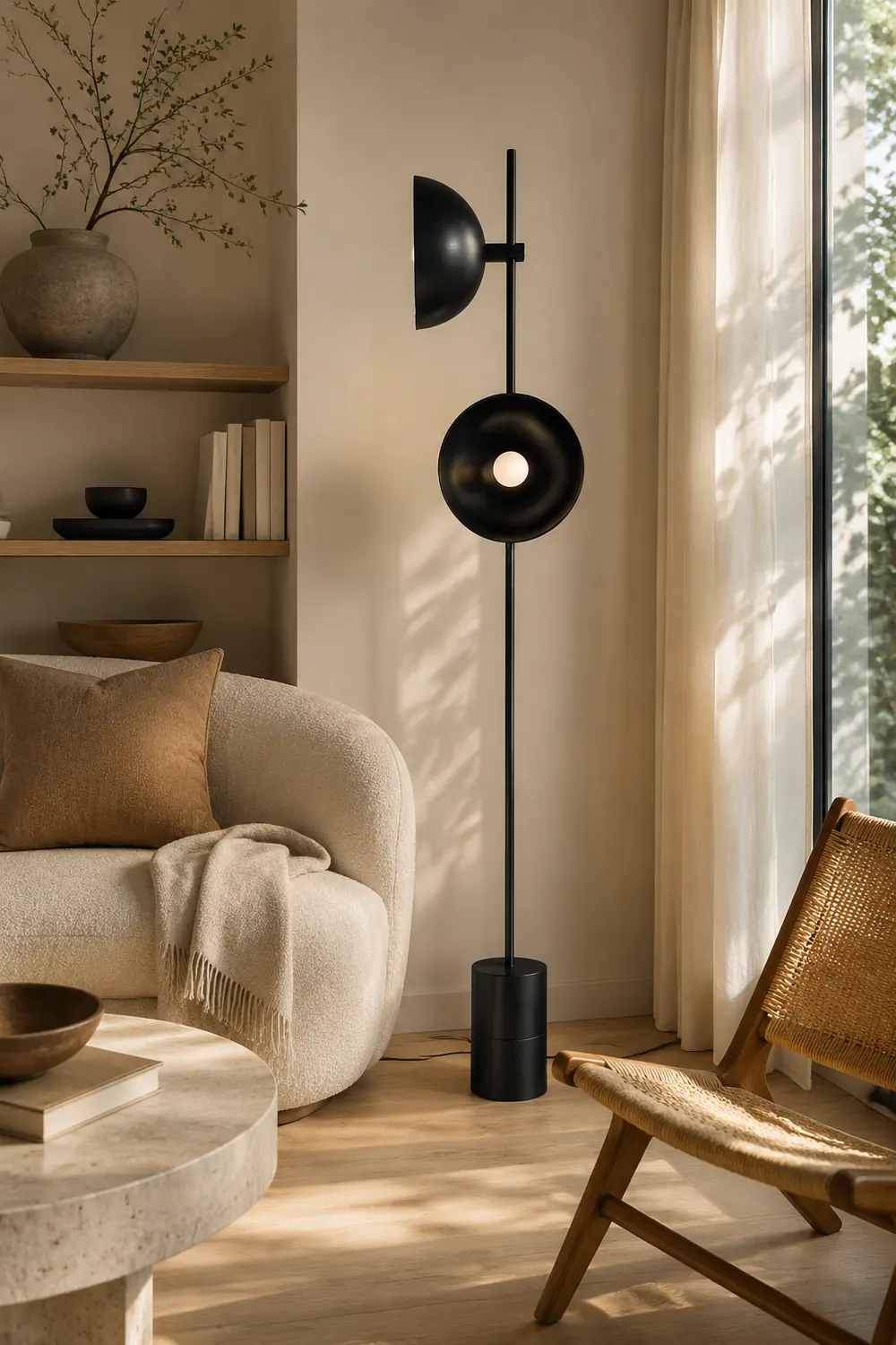 Salgado Modern Dome 2 lights Metal Floor Lamp,Black - Lumpaz