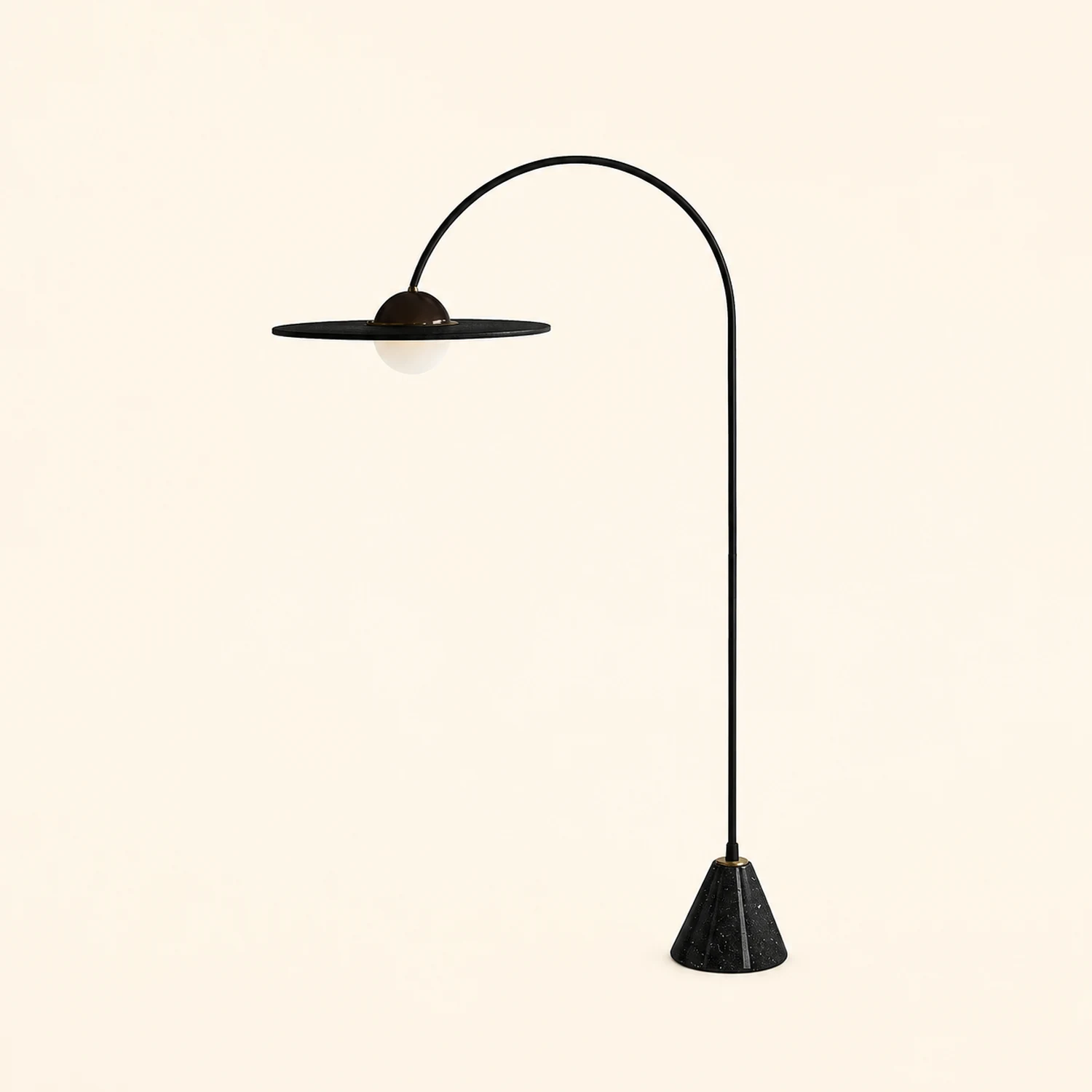 Carins Modern Arch UFO Metal Glass Floor Lamp, Black - Lumpaz