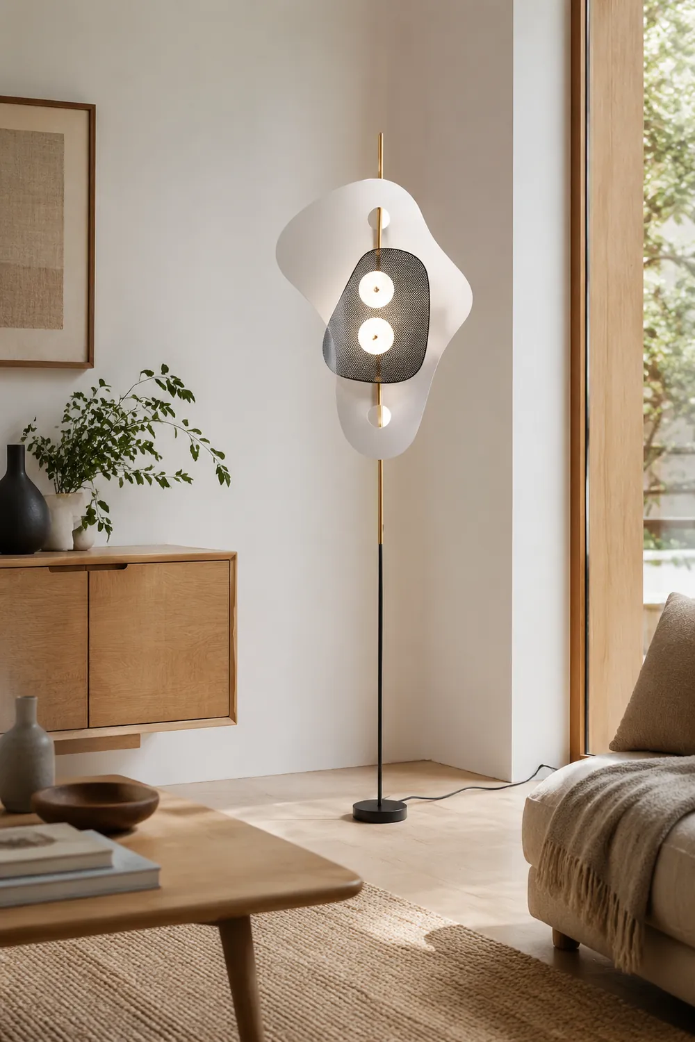 Salgado Modern Irregular Double Head Metal Floor Lamp, White - Lumpaz