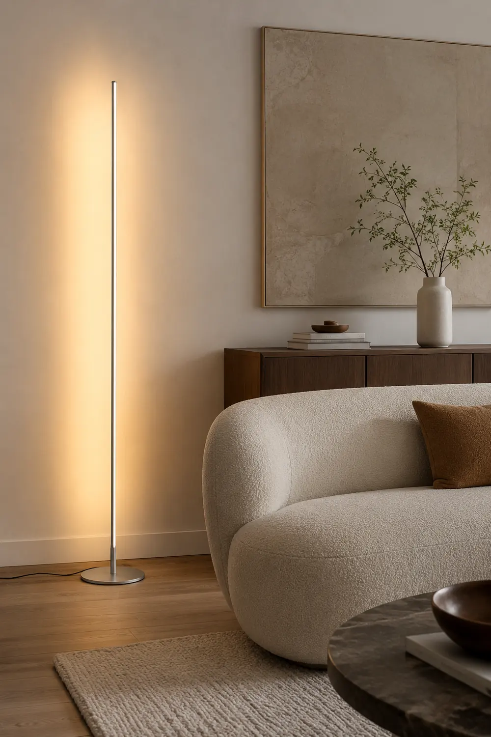 Edge Modern Minimalist Linear Floor Lamp, Metal/Silica Gel, Living Room - Lumpaz