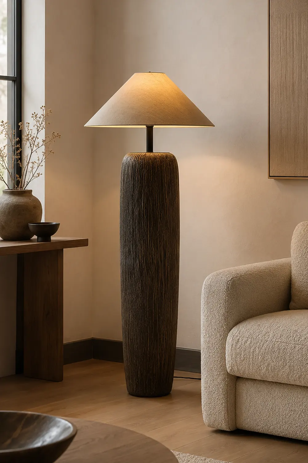 Salgado Retro Cone Ceramic Fabric Floor Lamp - Lumpaz