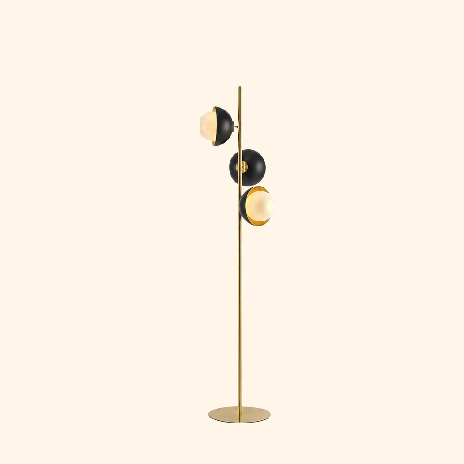 Salgado Black & Gold Semicircle Floor Lamp, 3 Heads, Metal, 53" - Lumpaz