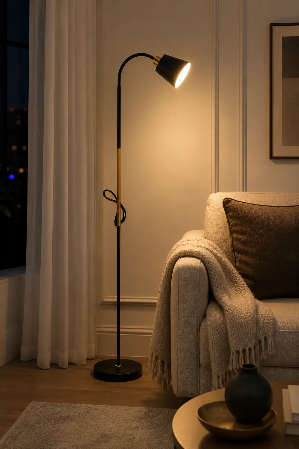 Morandi Modern Simple Floor Lamp, Metal, Black/White - Lumpaz