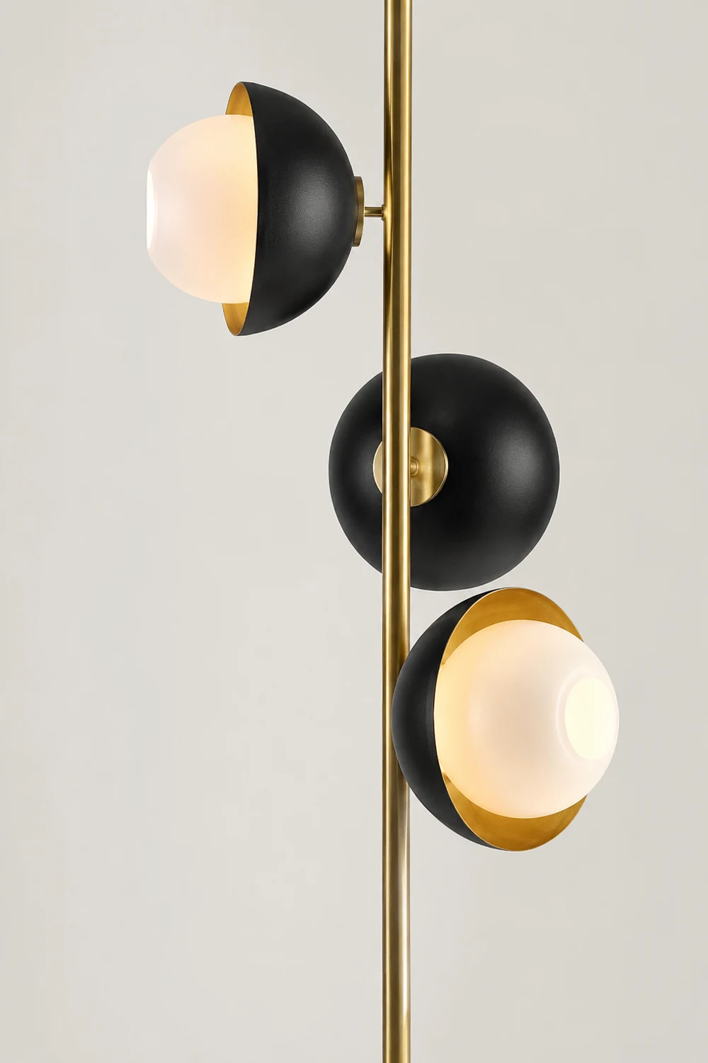 Salgado Black & Gold Semicircle Floor Lamp, 3 Heads, Metal, 53" - Lumpaz
