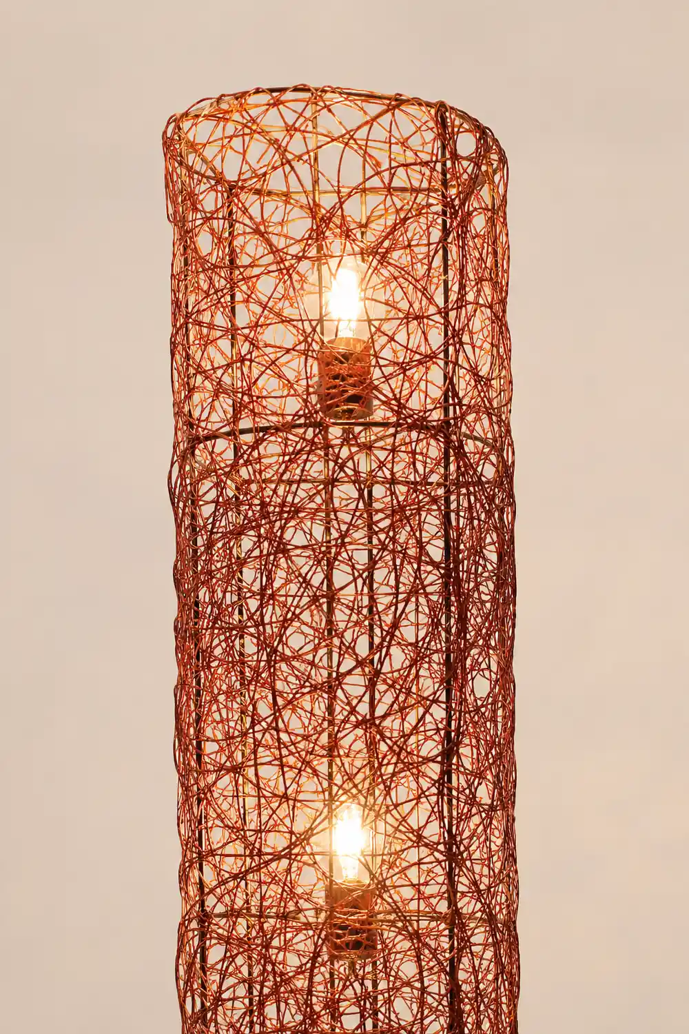 Ritta Retro Vase Wood Rattan Floor Lamp, White/Brown - Lumpaz