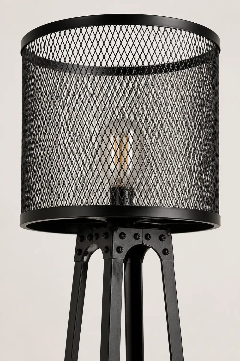 Alessio Modern Cylinder Mesh Screen Metal Floor Lamp, Black - Lumpaz