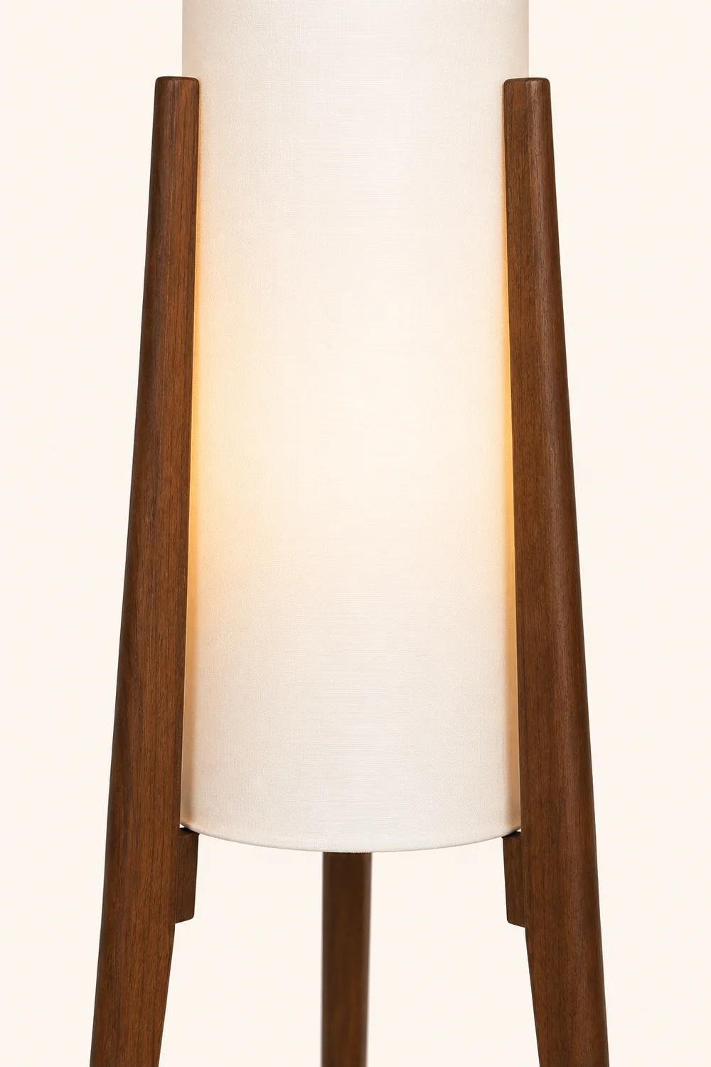 Ozawa Contemporary Cylinder Tripod Wood Glass Floor Lamp, Brown - Lumpaz