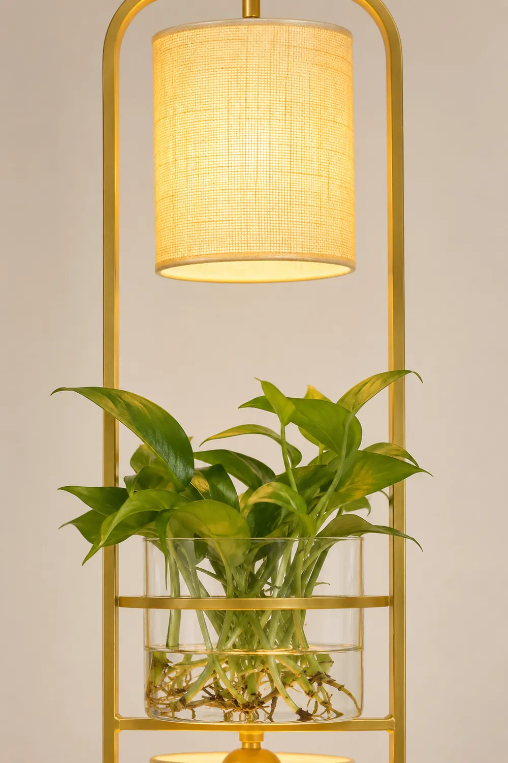 Eryn Simple Cylinder 2-Light Heads Floor Lamp with Planters, Black/White/Gold - Lumpaz