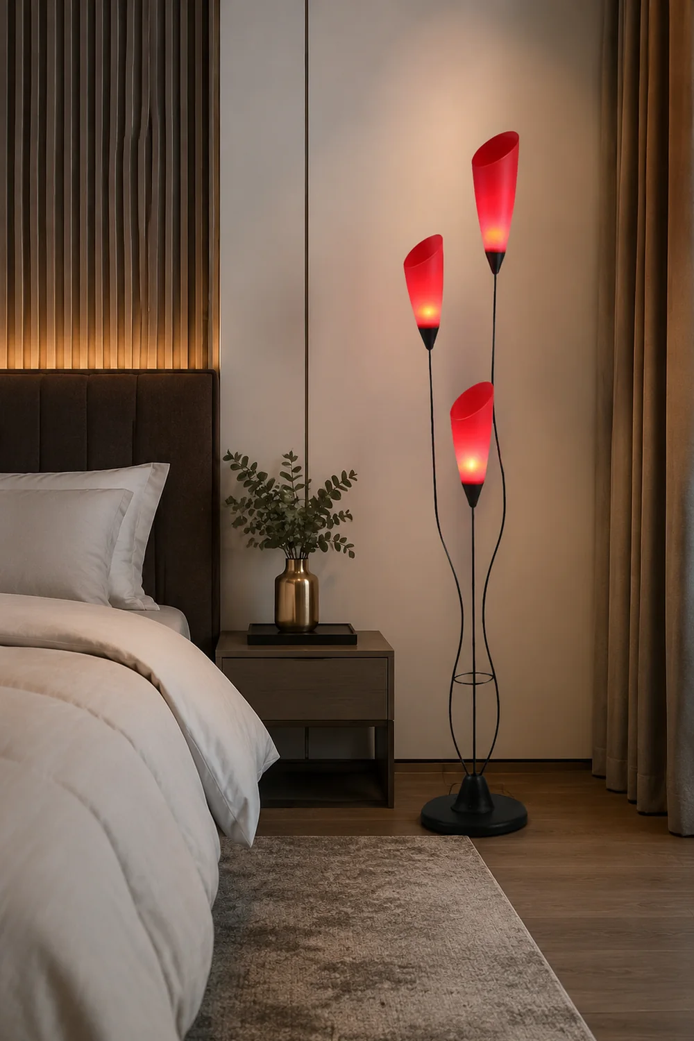 Bella Torchiere Multi Bulb Metal/Acrylic Floor Lamp, Red - Lumpaz