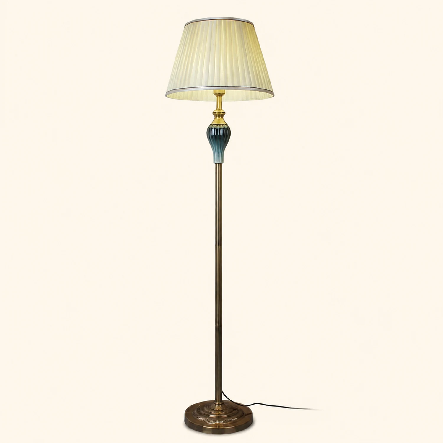 Eryn Antique Floor Lamp, Multi Colors, Metal/Fabric, Bedroom - Lumpaz
