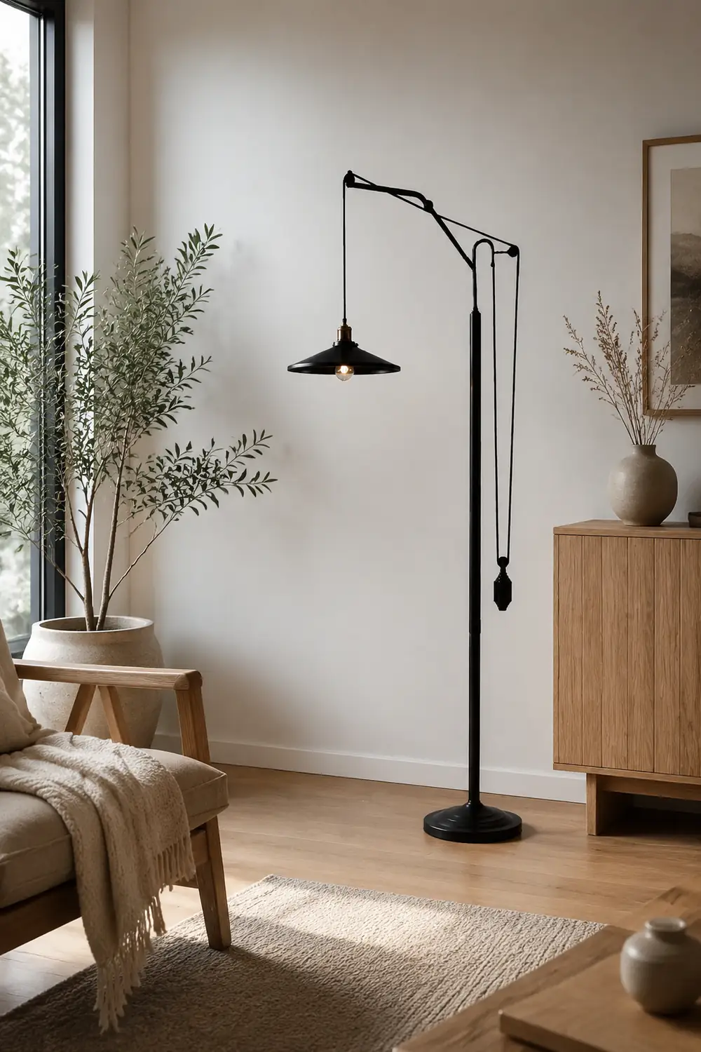 Alessio Modern Flared Shade Metal Floor Lamp, Black - Lumpaz