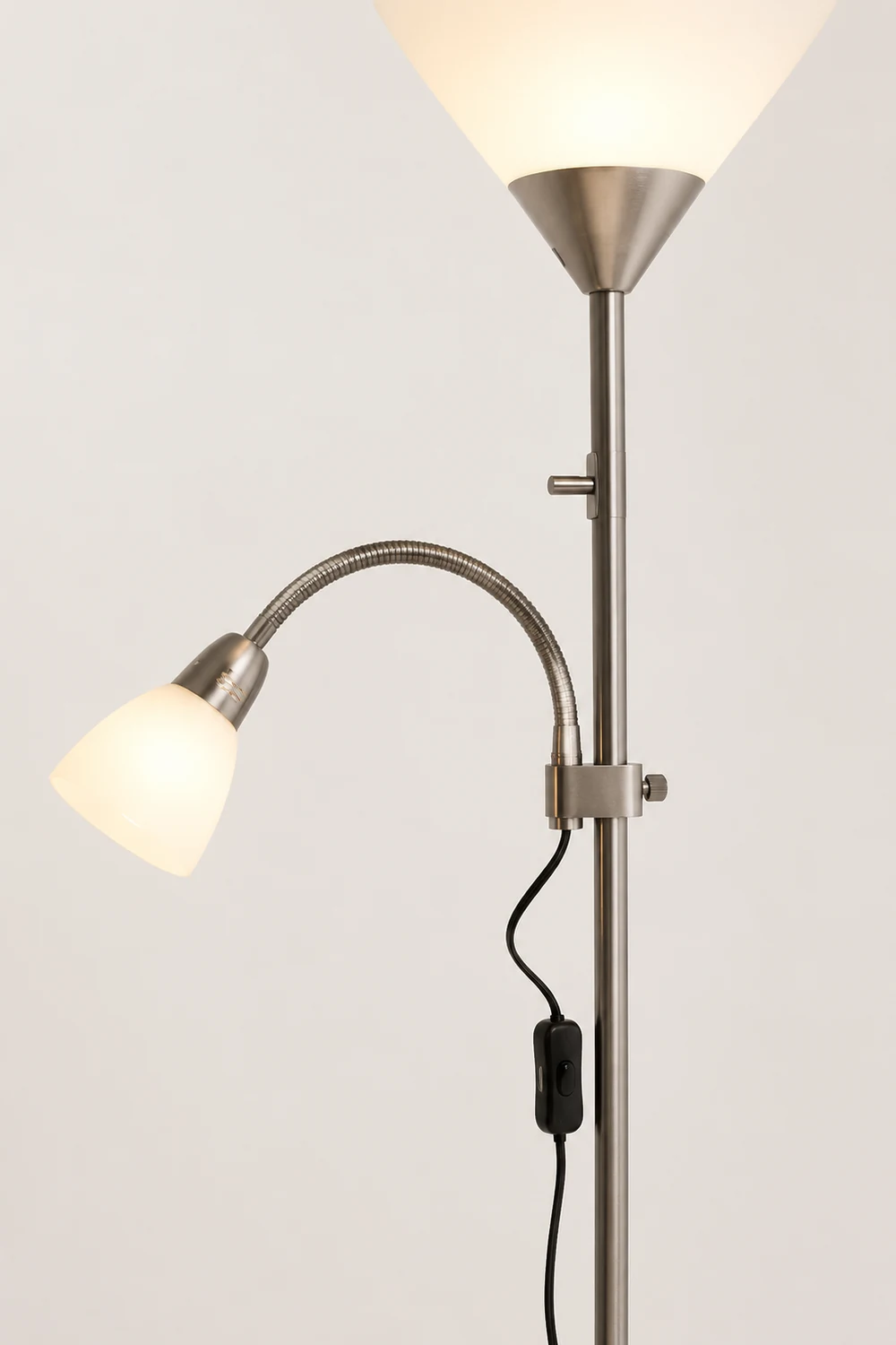 Eryn Modern Double Head Metal Acrylic Floor Lamp, Silver - Lumpaz