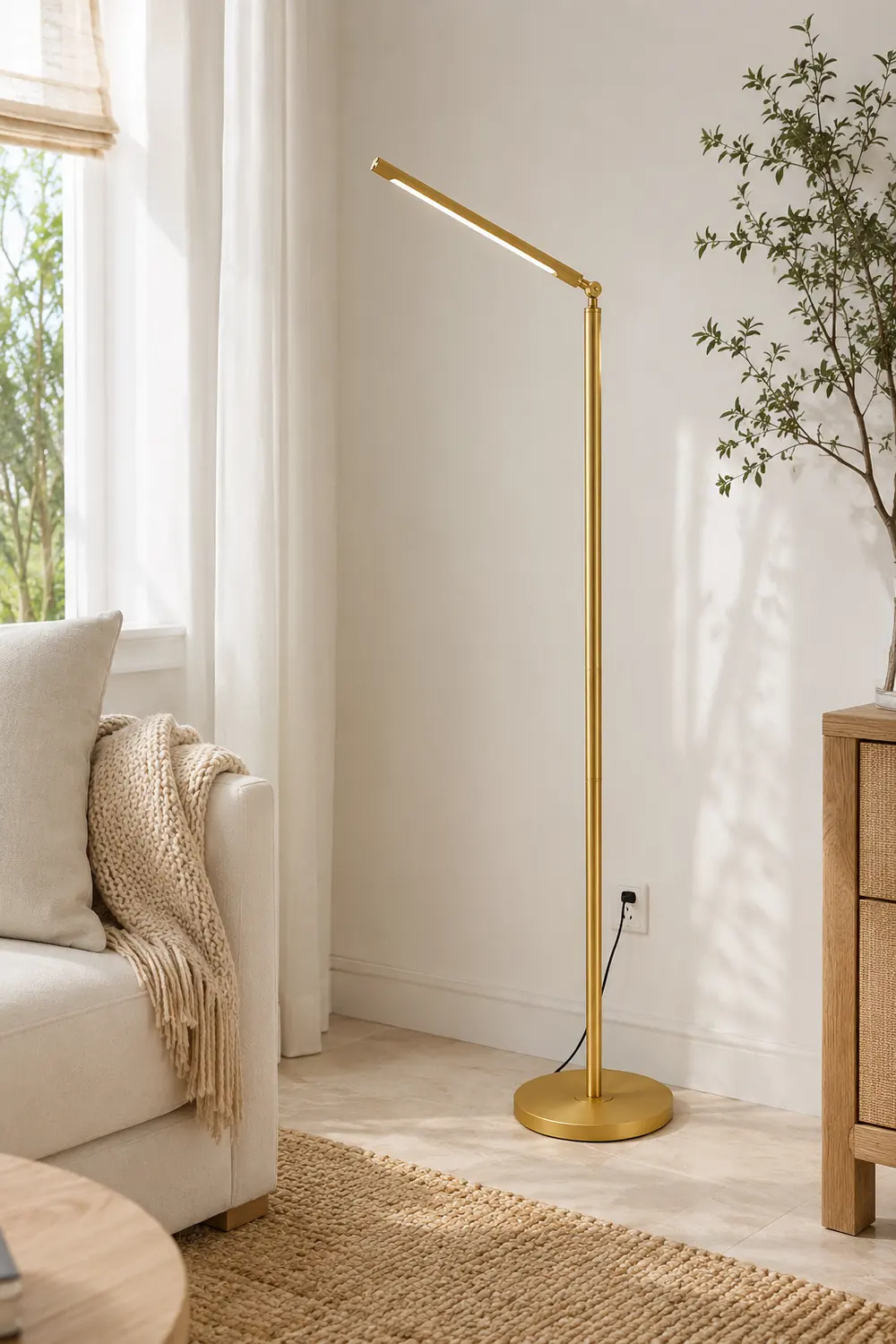 Edge Modern Linear Metal Acrylic Floor Lamp,Gold - Lumpaz