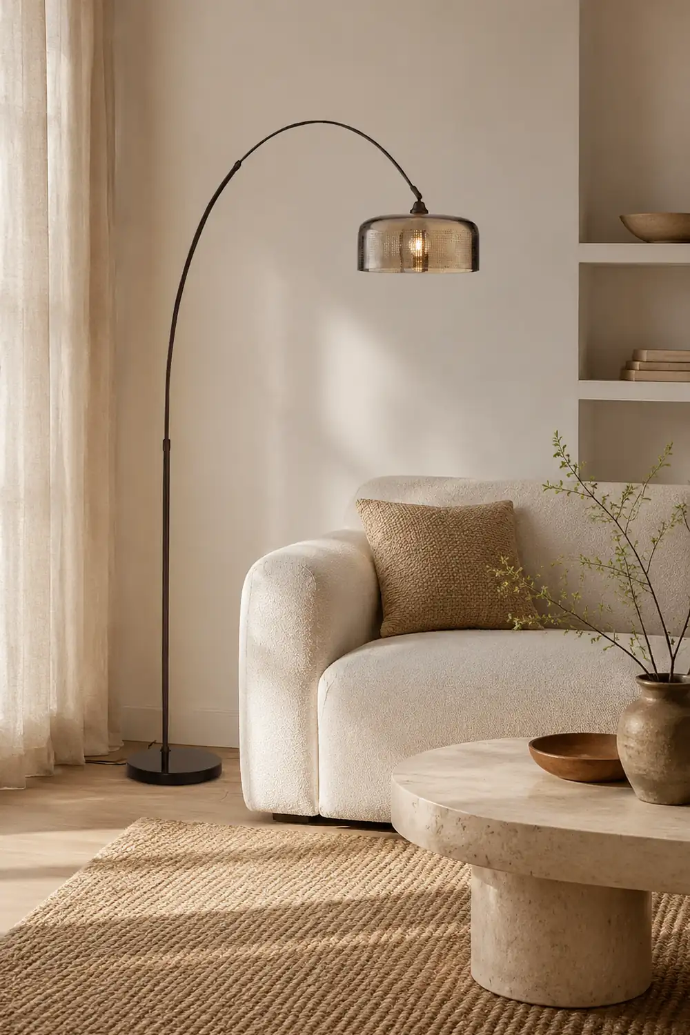 Salgado Modern Arch Cylinder Metal Floor Lamp, Black - Lumpaz