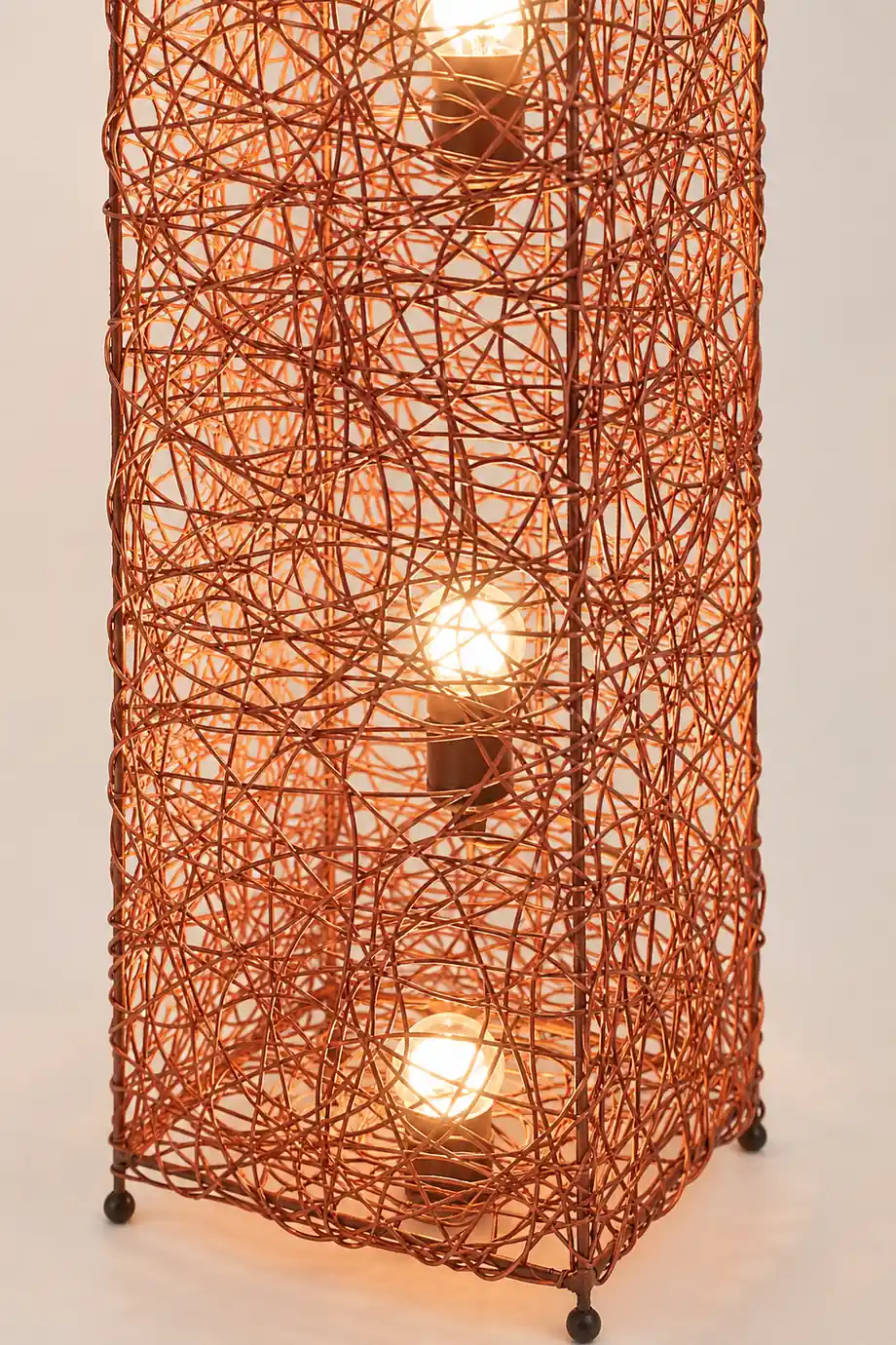 Ritta Retro Vase Wood Rattan Floor Lamp, White/Brown - Lumpaz