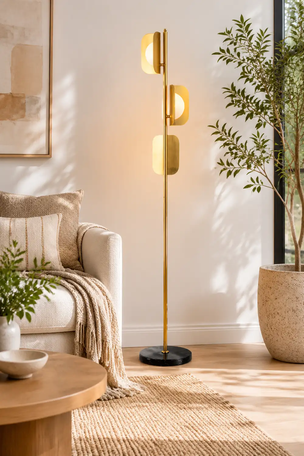 Salgado Simple Gold Floor Lamp, Metal, Living room - Lumpaz