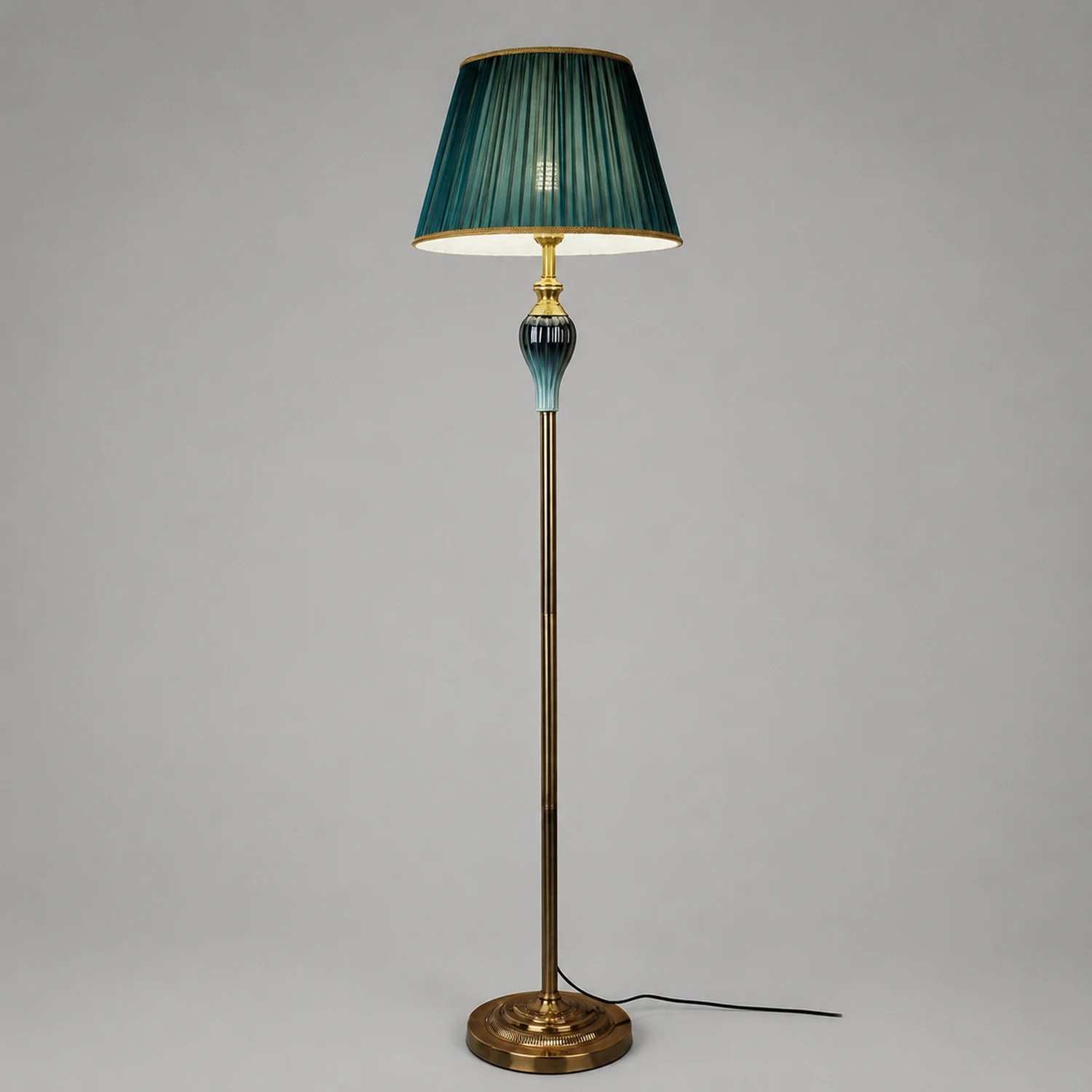 Eryn Antique Floor Lamp, Multi Colors, Metal/Fabric, Bedroom - Lumpaz