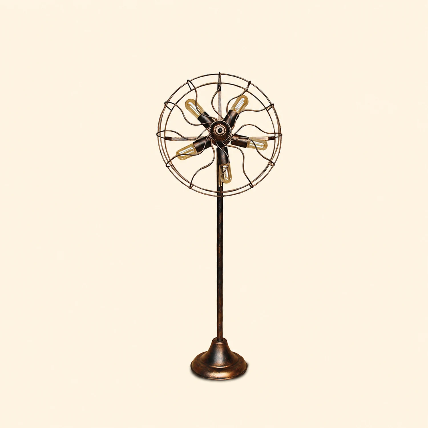Alessio Creative Vintage Scalloped Design Metal Floor Lamp, Brown - Lumpaz