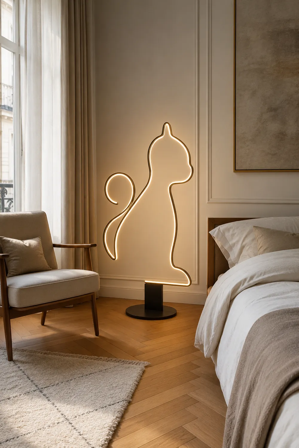Edge Modern Cat/Dog  Linear Metal Acrylic Floor Lamp - Lumpaz
