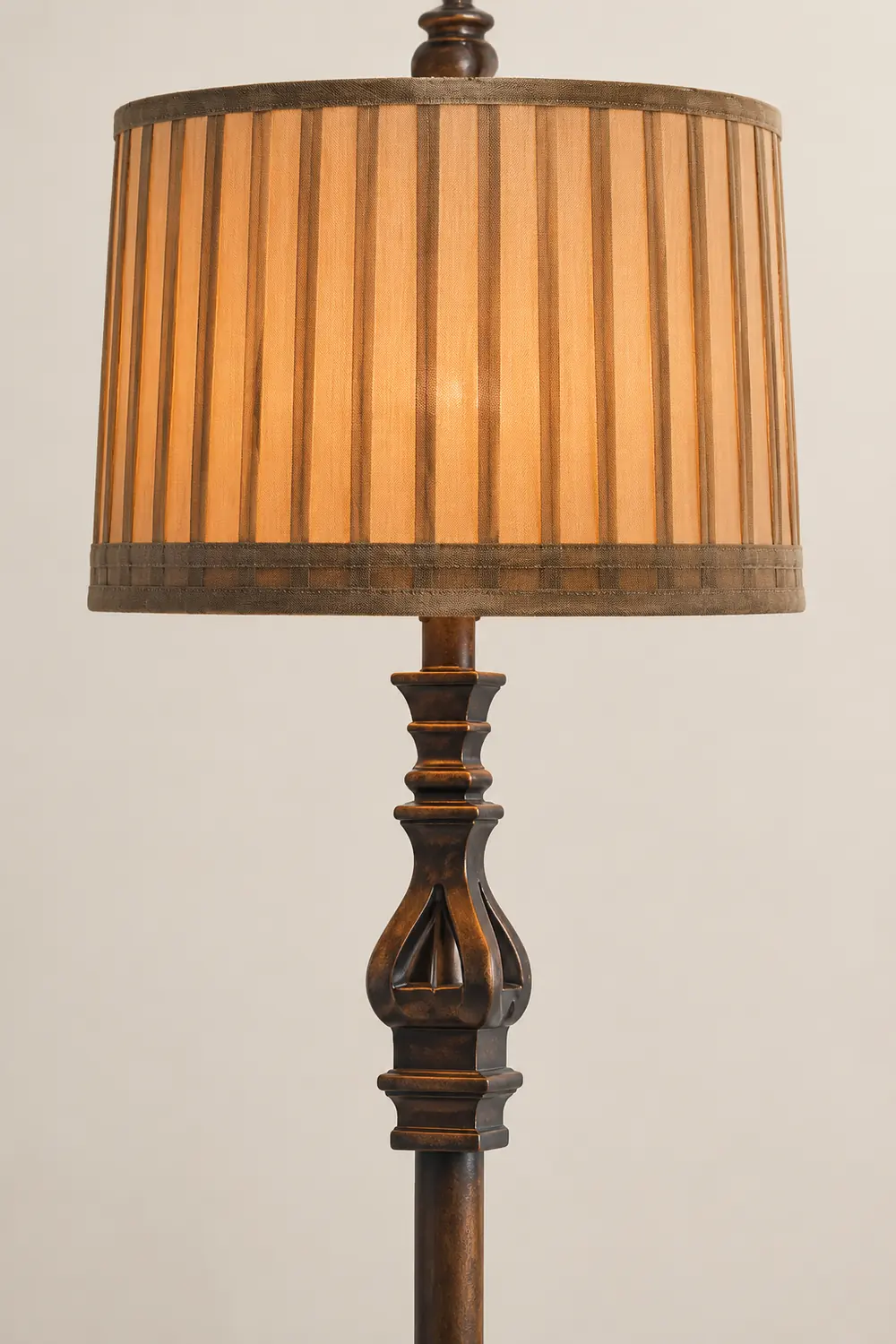 Eryn Vintage Resin/Fabric Standing Floor Lamp, Brown - Lumpaz