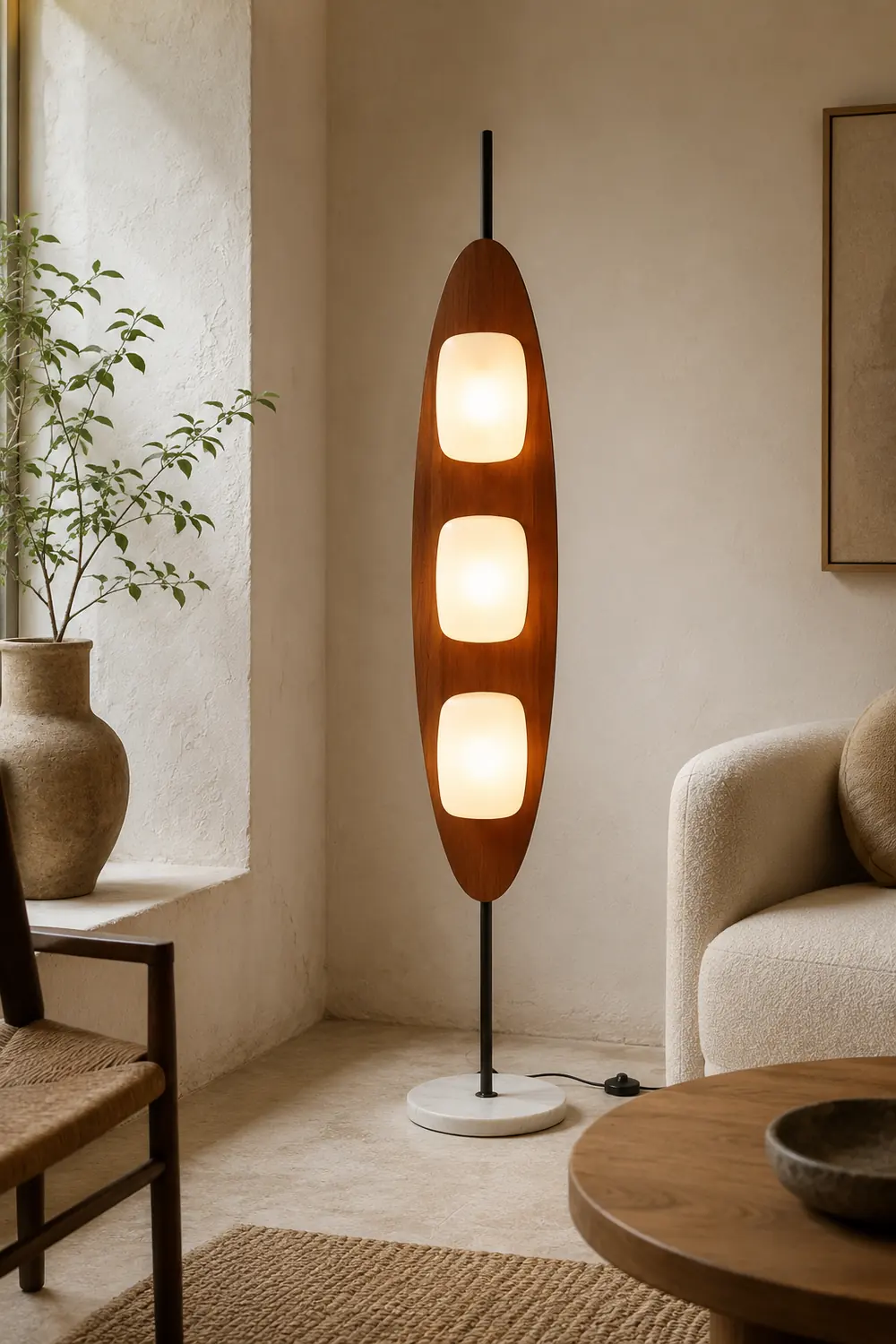 Salgado Leaf Shape Floor Lamp, Metal&Aryclic,Brown - Lumpaz